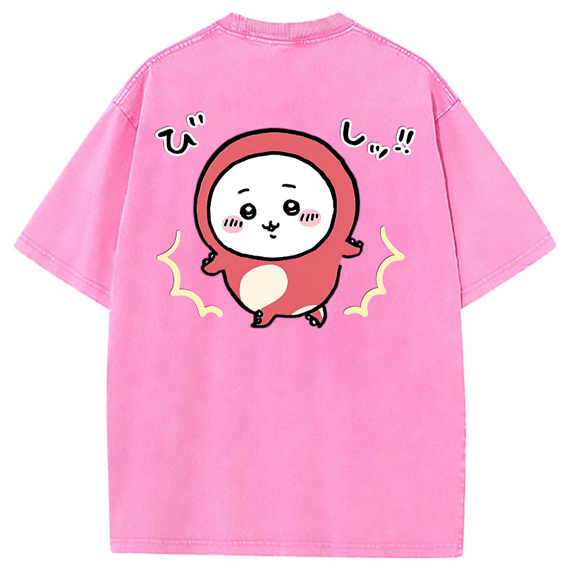 （画像用） ちいかわ ちいかわ Chii-kawa chiikawa 綿100% ヴィンテージ風 半袖Tシャツ（背面プリント）